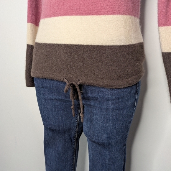 Theory Pink Blue Brown Striped High Neck Cashmere Sweater S - Picture 2 of 10